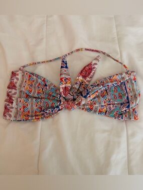 Skatie Multicolor Paisley Print Bikini Top - Blue, Pink, Orange